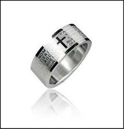 Cross bible scripture titanium steel stainless steel ring concave convex corrosion ring men and women whole9718937