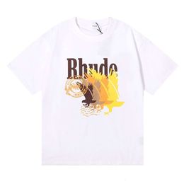 Rhude T-shirt Designer Tee Luxury Fashion Mens TShirts Trendy New Gradient Pattern Print High Quality Pure Cotton Short Sleeved For Men And Women