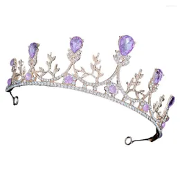 Bandanas Headgear Crown Hair Accessory Wedding Headband Girl Tiara Tiaras For Women Purple Bride