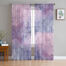 Curtain Abstract Purple Texture Oil Painting Sheer Curtains For Bedroom Living Room Voile Window Kids Tulle