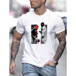 Men's T-Shirts Summer T Shirts For Men T-Shirt Flower Graphics O-Neck Pullovers Oversized Short Slve Top Daily Clothing Casual Mens Shirt T Y240429