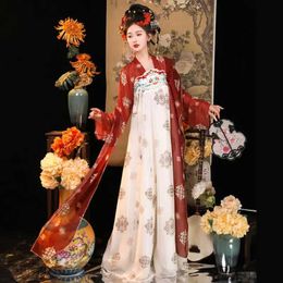 Ethnic Clothing Summer Hanfu Women Tang Dynasty Chest-length Skirt Embroidery Daily Spring and Summer Womens Clothing Stage New