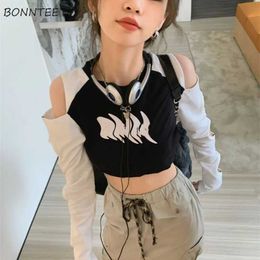 Women's T-Shirt Long sleeved T-shirt for womens summer cool girl hollow street clothing Korean retro Y2k clothing top fully matched with shoulderL2404