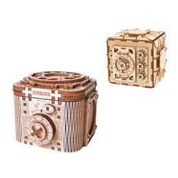 3D Puzzles Wooden Jewellery box mechanical puzzle 3D assembly building block model surprise wedding ring necklace password giftL2404