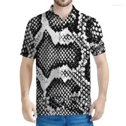 Men's Polos Multi Color Snakeskin Pattern Polo Shirts Men Punk 3D Printed Animal Skin Tees Street Button Shirt Lapel Short Sleeves