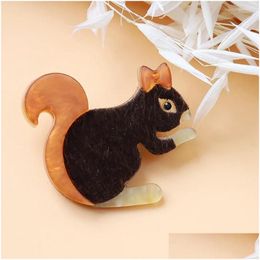 Pins, Brooches Handmade Lovely Squirrel Acrylic Big Resin Cute Animal Brooch Safety Pins For Women Clothes Scarf Bag Accessories Gift Dhbfj