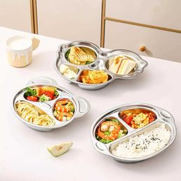 Bento Boxes 304 Stainless Steel Kid Divided Food Plate Childrens Dinner Plate Cartoon Lunch Box Multi Grids Food Storage Container