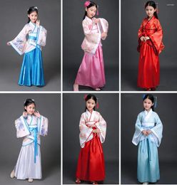 Stage Wear Chinese Ancient Dress Girls Kids Kimono Traditional Ethnic Fan Students Choir Dance Japanese Costume Yukata Style