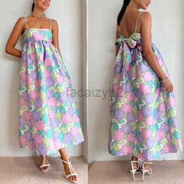 Basic Casual Dresses Designer Dress Leisure temperament printed camisole loose sleeveless backless large hem dress