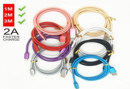 Unbroken Metal Braid Type C Micro USB phone cables Charger Lead For Samsung S20S20plus S9 S8 Android 1M 2M 3M DHL7478024