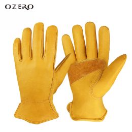 Decorations Ozero Men Work Gloves Welding Working Gloves Cowhide Leather Safety Protective Garden Mechanical Wearresisting Gloves 1005