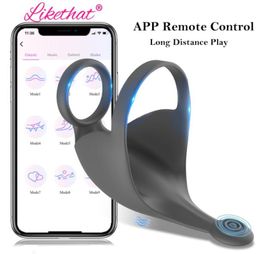 Bluetooth Testicle Scrotum Vibrator For Men Cock Ring APP Wireless Remote Belt Men's Masturbator sexy Toys Couples4324788