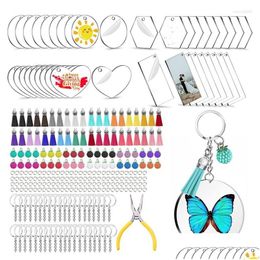 Charm Bracelets 281Pcs Keychain Blank Kit 4 Shapes Of Acrylic Clear Blanks Jump Rings And Craft Pliers For Diy Vinyl Crafting Drop De Dhquj