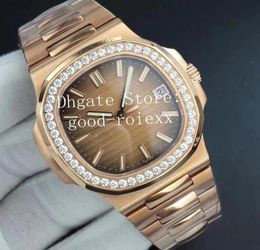 40mm Men039s Rose gold Watch Automatic Cal 324 S C Watches Men Diamond Crystal Bezel Brown Dial 5711 PF Factory Eta Mechanical 8216167