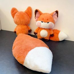 Cute Big Tailed Fox Plush Doll Toys Lovely Animal Long Tail Soft Stuffed Children Sleeping Pillow Appease 240426