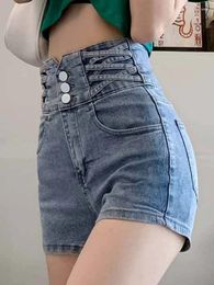 Women's Jeans Summer 2024 Loose And Thin Straight High Waist Breasted A-line Pants Black Denim Shorts