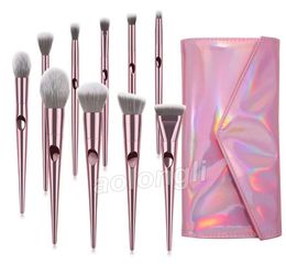 Makeup Brushes 10 PCS Professional Cosmetics Brush kit Rose Gold Brushes Set With Purse Foundation Powder Eye Face Brush Make Up T6673782