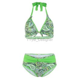 Women's Swimwear Womens Sexy Strapless Strappy Comfortable Bikini Halter Swimwear Beach Resort Dazzling Printed Swimwear S-6XL d240429