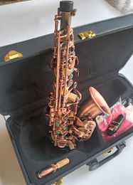 New Curved Soprano Saxophone S-991 Red Antique copper ProfessionalSax Curved Soprano Musical Instruments Professional Included Case