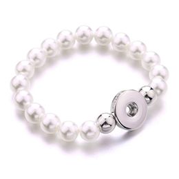 Charm Bracelets 10Mm Imitation Pearls Bead Snap Bracelet Fit Buttons Jewellery Handmade Beaded Drop Delivery Dhgarden Dhhxv