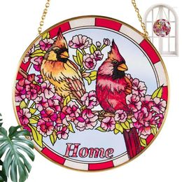 Decorative Figurines Cardinal Stained Glass Acrylic Colourful Panel Sun Catchers With Cute Birds Catcher