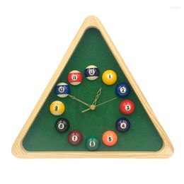 Clocks Accessories 13 Inch Billiard Quartz Clock With Solid Wood Frame Creative Wall For Living Room Bedroom