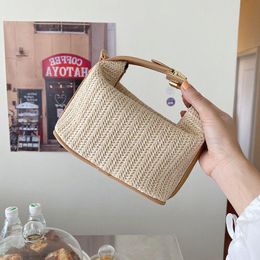 Fashion Handbag Purse New Woven Hand Girls's Straw Beige Beach Min Styles Fashion Casual Style Summer Bag Pwsxw