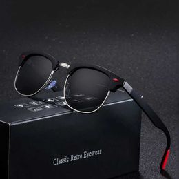 Sunglasses Classic Retro Rivet Polarised Men Women Brand Designer TR90 Legs Lighter Design Female Male Fashion Sun Glasses H240429