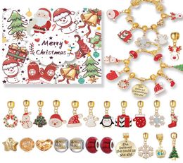 Gold Christmas Gift Box Bracelets Set DIY Beaded Beads handmade Jewellery Advent Christmas Tree Bracelet For Men Women Girls Kids8140043