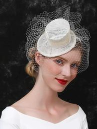 Wide Brim Hats Bucket Hats Bridal Makeup Prom Hair Accessories Top Hat Fascinators Headband Tea Party Derby Fascinator Hat Veil Kentucky Hat for Cocktail Y240426