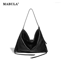 Evening Bags MABULA Simple Design Women Shoulder Black Soft PU Leather Large Tote Bag High Quality Female Handbags Crossbody