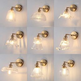 Wall Lamp Nordic Modern Brass Glass Japanese Vintage Bedroom Bedside Bathroom El Room Simple Mirror Front