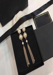 Brand Yellow Gold Colour Fashion Jewelery Woman Pearls Earrings Geisha Dream Party High Quality Tassel Chain Studing Jewelry20319288742314