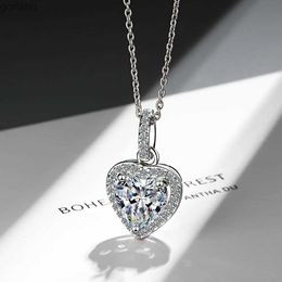 Pendant Necklaces S925 sterling silver zircon womens heart-shaped full diamond short Kravik chain simple love pendant necklaceWX