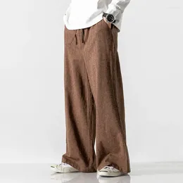 Men's Pants 2024 Autumn/Winter Vintage Large Fashion Linen Chinese Style Cotton Stripes Casual Wide Leg