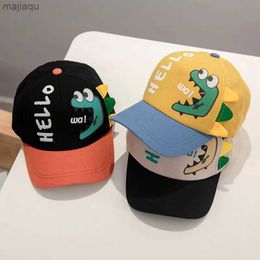 Caps Hats Baby Baseball Hat Boys and Girls Cartoon Dinosaur Childrens Adjustable Sun Sunshade Hat Summer Baby Button Hat 1-4YL240429