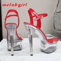 MCLUBGIRL Crystal Show Stripper Heels Clear Shoe Platforms High Sandals Female Transparent Wedding Shoes LFD 240424