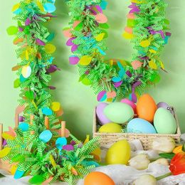 Decorative Flowers Easter Artificial Rattans Garlands Colorful Stripe Tinsel Wreath Home Garden Wall Hanging Ornament Festival Ribbon