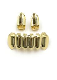 Hip Hop Gold Plated Mouth Grillz Set 2pcs Single Top 6 Teeth Bottom Grill Set Whole6628897