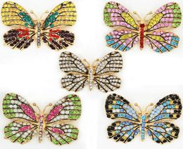 OneckOha Fashion Jewelry Colorful Rhinestone Butterfly Brooches Alloy Enameled Animal Brooch Pin Apparel Accessories1562678
