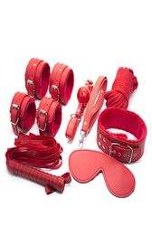 7 In 1 Bondage Kit Set Fetish BDSM Roleplay Handcuffs Whip Rope Blindfold Ball Gag BlackRedPinkPurple Slave Bondage Kit7516369