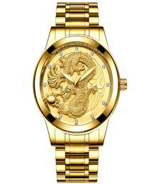 Nonmechanical watch gold high quality waterproof luminous watch quartz dragon fashion dragon and phoenix couple woman watch2589024