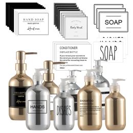 Set Silver Plating Soap Dispenser Bottle Mirror Hand Press Refillable Shampoo Body Lotion Hand Soap Dispenser Bathroom Container