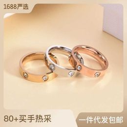 Promise of Love Design Sense Ring New Celebrity Full Diamond for Women Non Fading Couple 5mm Six with cart original rings