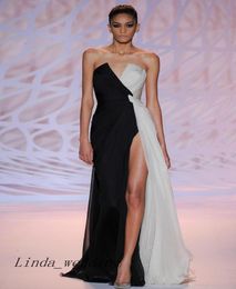 Zuhair Murad Evening Dress Fashionable Sexy V Neck Front High Slit Chiffon Long Formal Party Dress3915334