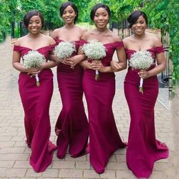 Red Dresses Custom Bridesmaid Dark Lace Mermaid Made Plus Size Off The Shoulder Maid Of Honor Gown Country Beach Wedding Party Wear Floor Length Vestidos