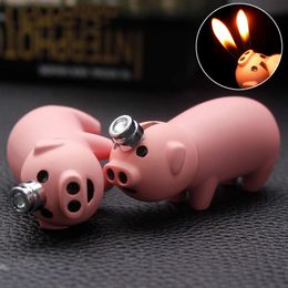 Creative High Quality Lovely Pig Lighters Double Open Flame Butane Lighters Wholesale