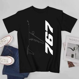 Men's T-Shirts Oversized Boeing 767 silhouette cotton T-shirt Boeing Novelty mens summer T-shirt Y2K casual custom clothingL2403