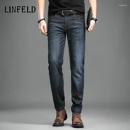 Men's Jeans LINFELD Autumn And Summer Mens Pants Solid Color Straight Strech Formal Business Trousers High Quality