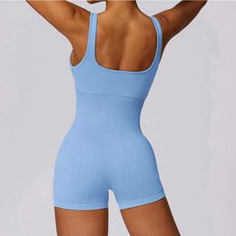 Women's Tracksuits Womens Tracksuit Seamless Set Jumpsuit One Piece Outfit Fitness Bodysuit Gym Activewear Workout Clothes Women Sportwear Y240426